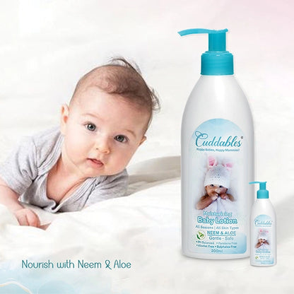 creative of baby lotion with baby